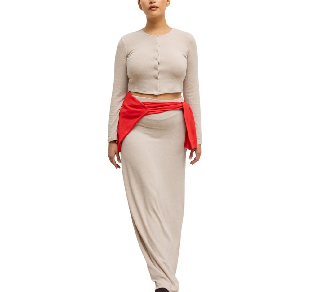 Leset High-Waisted Almond Lauren Maxi Skirt Size XS NWT